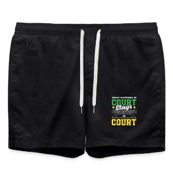 What Happens on the Tennis Court Remains Tennis - Swim Trunks - black - Front - AI Model Male 185 light (185cm)