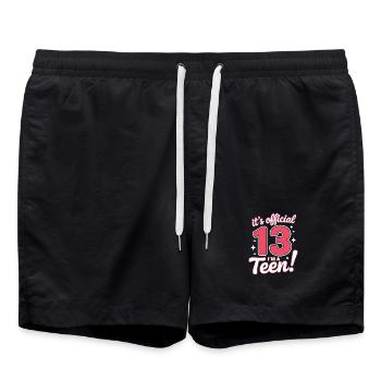 13th birthday teenager gift - Swim Trunks - black - Front - AI Model Male 185 light (185cm)