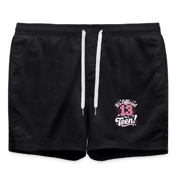 13th birthday teenager gift - Swim Trunks - black - Front - AI Model Male 185 light (185cm)
