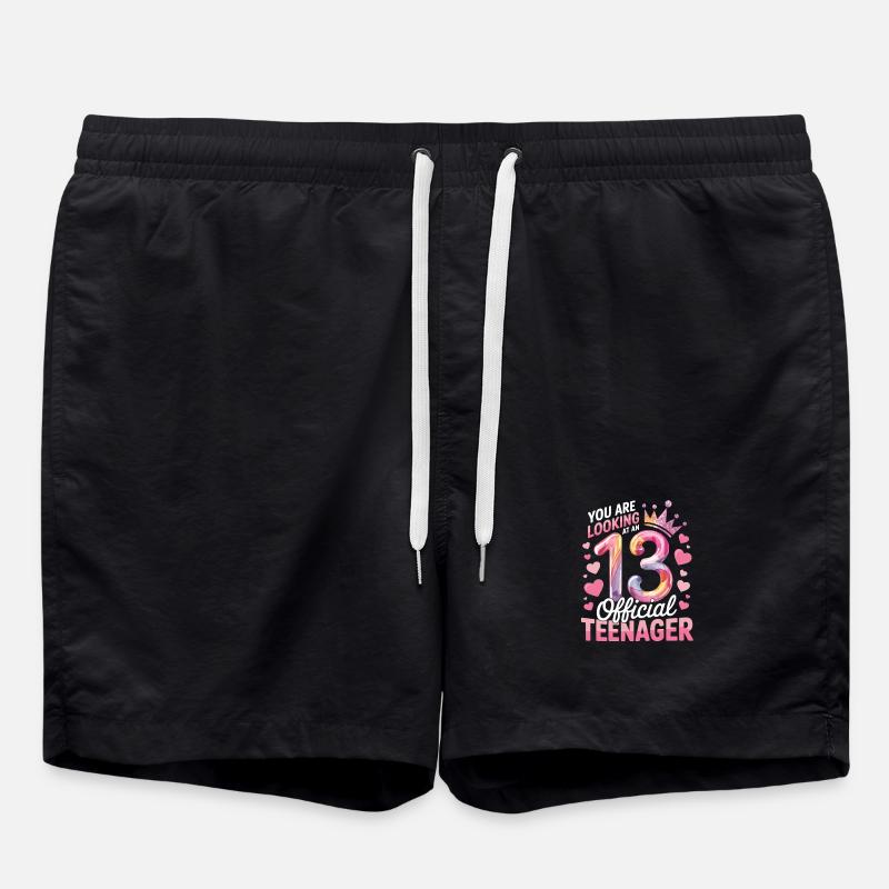 13th birthday teenager gift - Swim Trunks - black