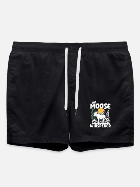 Moose Nature Silhouette Design - Swim Trunks - black
