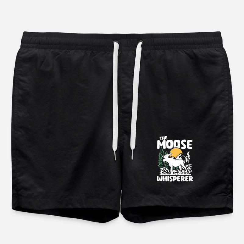 Moose Nature Silhouette Design - Swim Trunks - black