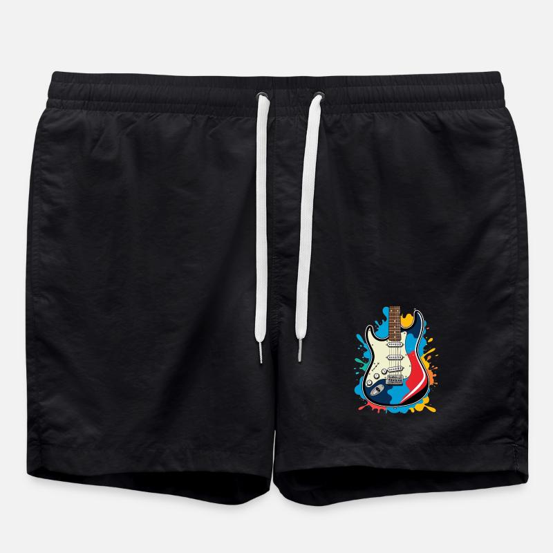 Kreative E-Gitarren Illustration - Badeshorts - Schwarz