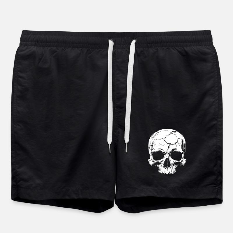 Abstract skull with cracks - Swim Trunks - black