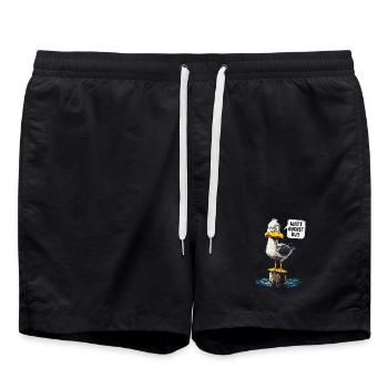 Watt guckst du? Lustige Möwe – Küstenhumor - Badeshorts - Schwarz - Vorne - AI Model Male 185 light (185cm)