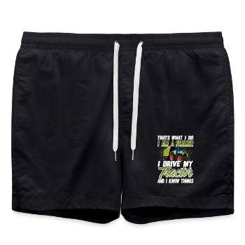 Traktor Landwirt - Badeshorts - Schwarz - Vorne - AI Model Male 185 light (185cm)