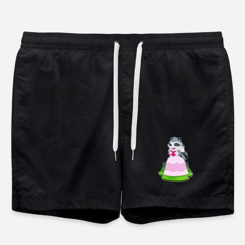 Raccoon Bride Heart Wedding - Swim Trunks - black