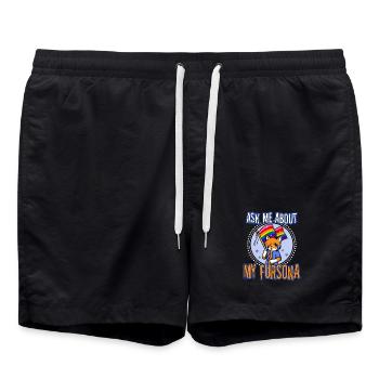 Ask me about my Fursona - Swim Trunks - black - Front - AI Model Male 185 light (185cm)