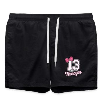 13th birthday teenager gift - Swim Trunks - black - Front - AI Model Male 185 light (185cm)
