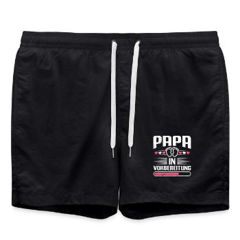DAD IN PREPARATION Fatherhood Funny - Swim Trunks - black - Front - AI Model Male 185 light (185cm)