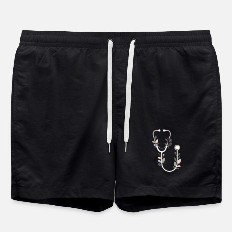 Conception de stéthoscope floral - Short de bain - noir