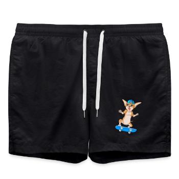 Niedlicher Chihuahua Skateboarding Hund Lustige Karikatur - Badeshorts - Schwarz - Vorne - AI Model Male 185 light (185cm)