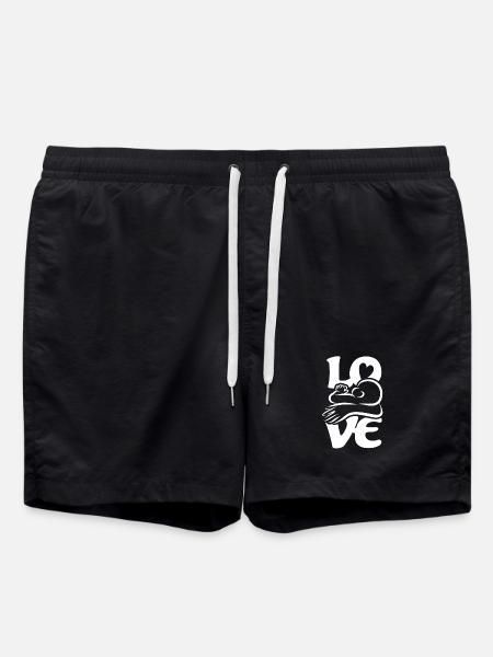 Baby Drinking Breastfeeding Mom LOVE - Swim Trunks - black