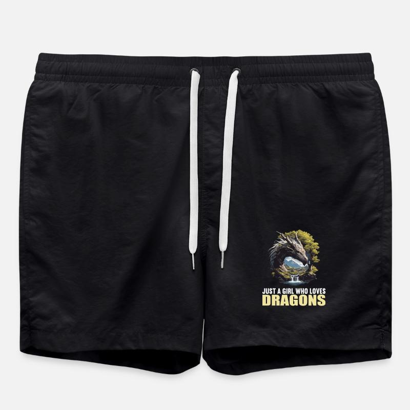 Drachen Drache - Badeshorts - Schwarz
