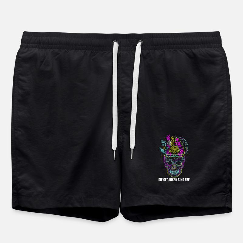 Thoughts Are Free - Neon Skull - Swim Trunks - black