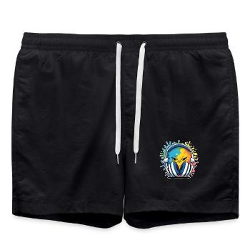 Dessin animé DJ compact avec casque - Short de bain - noir - Devant - AI Model Male 185 light (185cm)