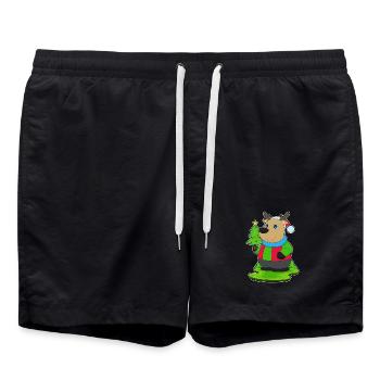 Rentier Weihnachten Weihnachtsbaum - Badeshorts - Schwarz - Vorne - AI Model Male 185 light (185cm)