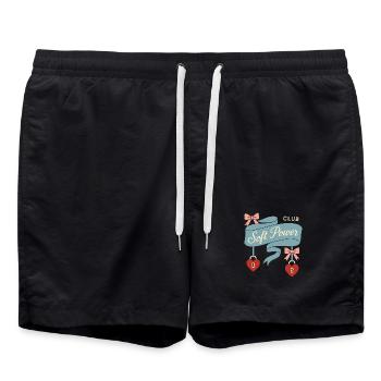 Coquette Aesthetic Bow Pattern Girly Pastel - Swim Trunks - black - Front - AI Model Male 185 light (185cm)