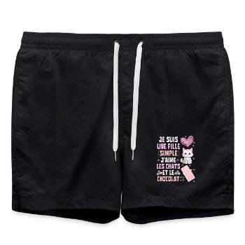 Je suis une fille Simple Chats et Chocolat - Short de bain - noir - Devant - AI Model Male 185 light (185cm)