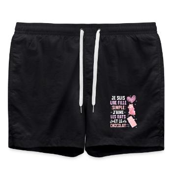 Je suis une fille Simple Rats et Chocolat - Short de bain - noir - Devant - AI Model Male 185 light (185cm)