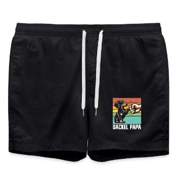 Dachshund Dad Dog Motif Funny Father's Day Teckel - Swim Trunks - black - Front - AI Model Male 185 light (185cm)