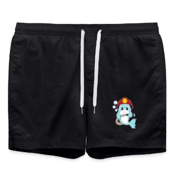 Dolphin fireman fire hose fire department - Swim Trunks - black - Front - AI Model Male 185 light (185cm)