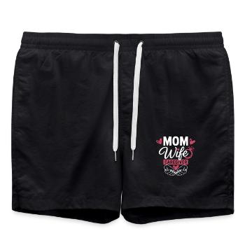 Mom Wife Care Heroine Heart Logo - Swim Trunks - black - Front - AI Model Male 185 light (185cm)