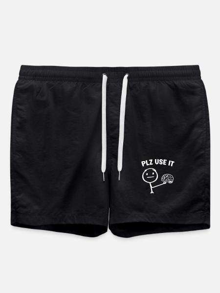 Ein lustiges Strichmännchen mit Gehirn plz use it - Badeshorts - Schwarz