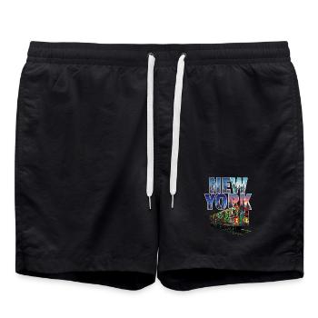 New York Hip Hop Hauptstadt Straßenkultur Hommage - Badeshorts - Schwarz - Vorne - AI Model Male 185 light (185cm)