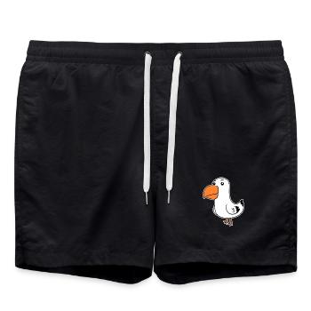 Dessin animé mignon de mouette - Short de bain - noir - Devant - AI Model Male 185 light (185cm)