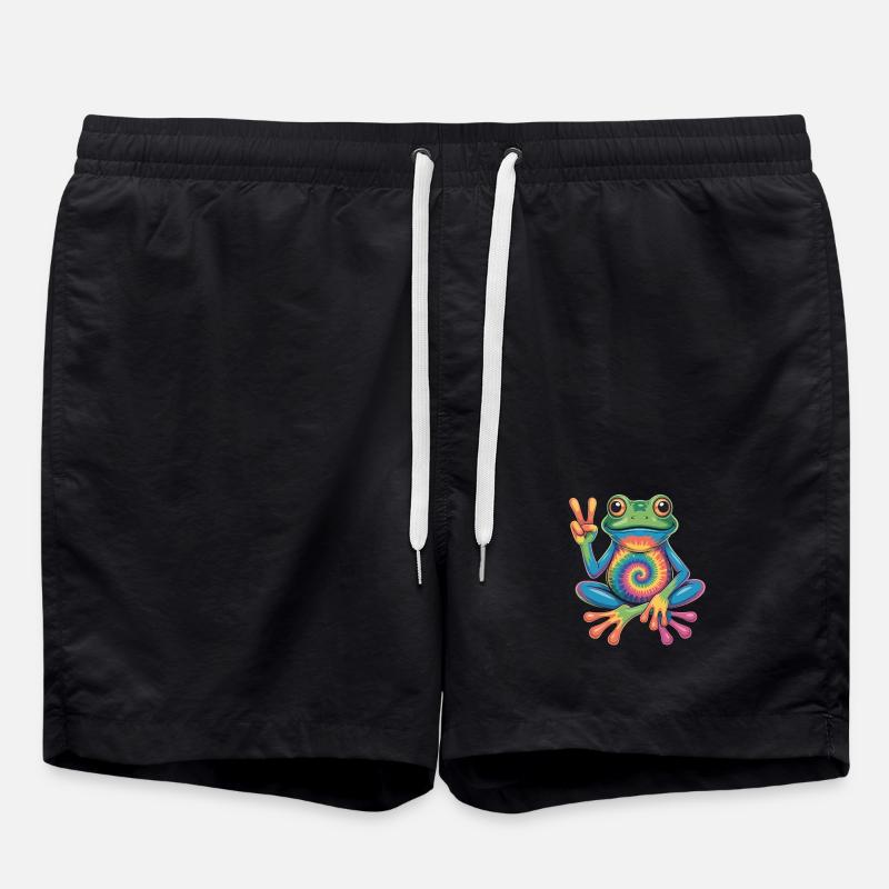 Frosch Hippie Tie-Dye Friedenszeichen - Badeshorts - Schwarz