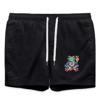 Grenouille Tie-Dye Hippie Peace Sign - Short de bain - noir - Devant - AI Model Male 185 light (185cm)