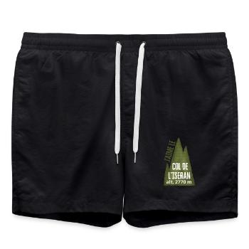 COL DE L’ISERAN ALT 2770 meters - Swim Trunks - black - Front - AI Model Male 185 light (185cm)
