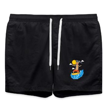 Surfendackel in Sommerkleidung - Badeshorts - Schwarz - Vorne - AI Model Male 185 light (185cm)