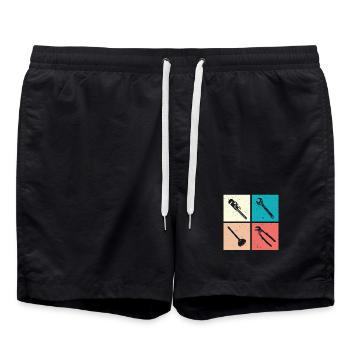 Chauffagiste Plombier Plombier de construction chauffage - Short de bain - noir - Devant - AI Model Male 185 light (185cm)