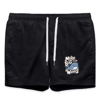 Ocean Conservation: Make Big Waves - Cute Whale - Swim Trunks - black - Front - AI Model Male 185 light (185cm)