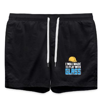 I Was Made To Play With Glass Glazier Humor - Badeshorts - Schwarz - Vorne - AI Model Male 185 light (185cm)