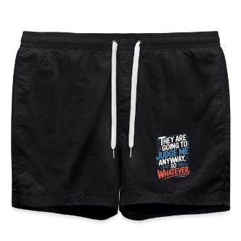 Ils vont me juger de toute façon, alors peu importe - Short de bain - noir - Devant - AI Model Male 185 light (185cm)