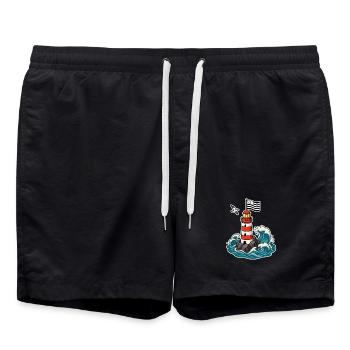 Bretagne Phare Breton Gwenn ha Du Fierté Bretonne - Short de bain - noir - Devant - AI Model Male 185 light (185cm)