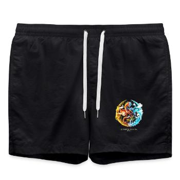 Chimère élémentaire – Dragon de feu et d’eau - Short de bain - noir - Devant - AI Model Male 185 light (185cm)