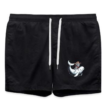 Crâne de cow-boy sur béluga - Short de bain - noir - Devant - AI Model Male 185 light (185cm)