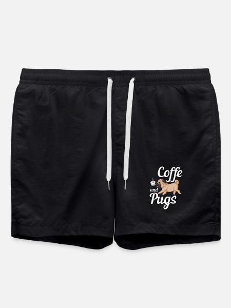 Kaffee und Möpse Tee - Badeshorts - Schwarz