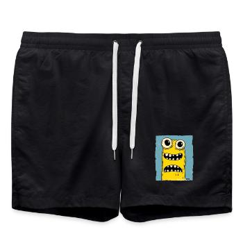 Drôle de ver monstre - Short de bain - noir - Devant - AI Model Male 185 light (185cm)