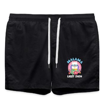 Bald Mama MALAMA LIEBT DICH Lustiges - Badeshorts - Schwarz - Vorne - AI Model Male 185 light (185cm)