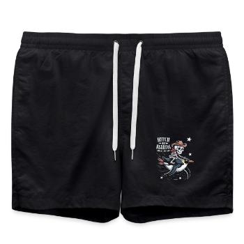 Bone Cowboy Penguin Motif - Swim Trunks - black - Front - AI Model Male 185 light (185cm)