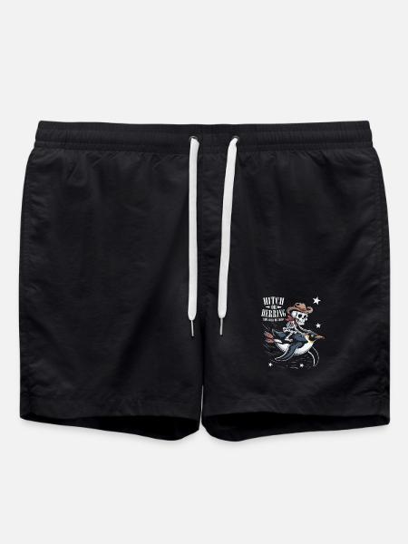 Bone Cowboy Penguin Motif - Swim Trunks - black