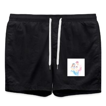 Illustration de famille mignonne et moderne - Short de bain - noir - Devant - AI Model Male 185 light (185cm)