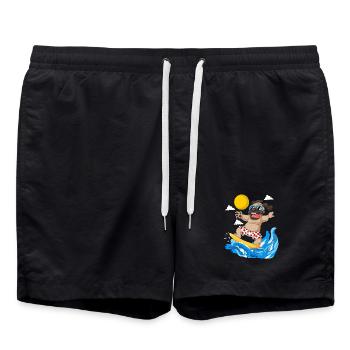 Mops Surfen Sommer Strand T-Shirt - Badeshorts - Schwarz - Vorne - AI Model Male 185 light (185cm)