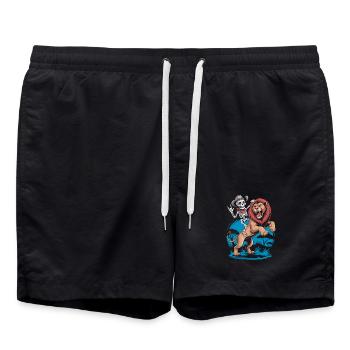 Lions and Skeleton Adventure Design - Swim Trunks - black - Front - AI Model Male 185 light (185cm)