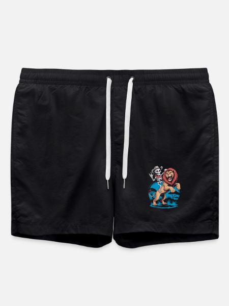 Lions and Skeleton Adventure Design - Swim Trunks - black